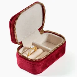 Boite à Bijou Tissu Rouge