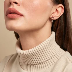 Boucle D'oreille Dépareillée Clematis Plaqué Or Jaune Spinelle Oxyde