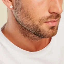 Boucle D'oreille Puce Unitaire Unitaire Kole Acier Blanc