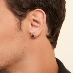 Boucle D'oreille Puce Unitaire Paco Argent Blanc Oxyde De Zirconium