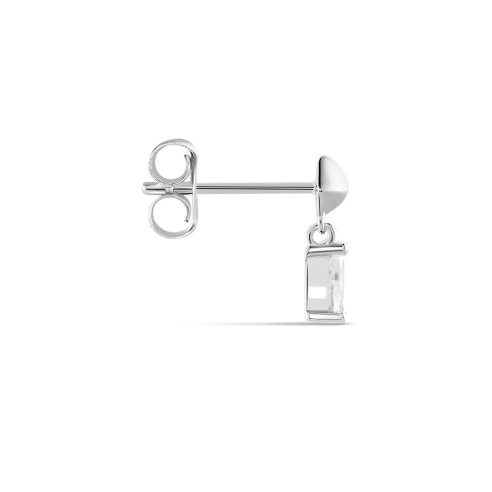 Boucle D'oreille Puce Unitaire Deorsa Argent Blanc Oxyde De Zirconium