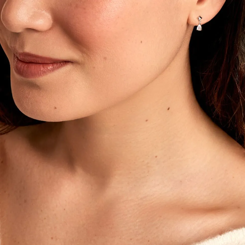 Boucle D'oreille Puce Unitaire Deorsa Argent Blanc Oxyde De Zirconium