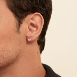 Boucle D'oreille Puce Unitaire Adam Plaqué Or Doré Oxyde