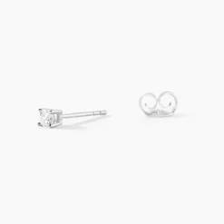 Boucle D'oreille Puce Unitaire Victoria Or Blanc Diamant