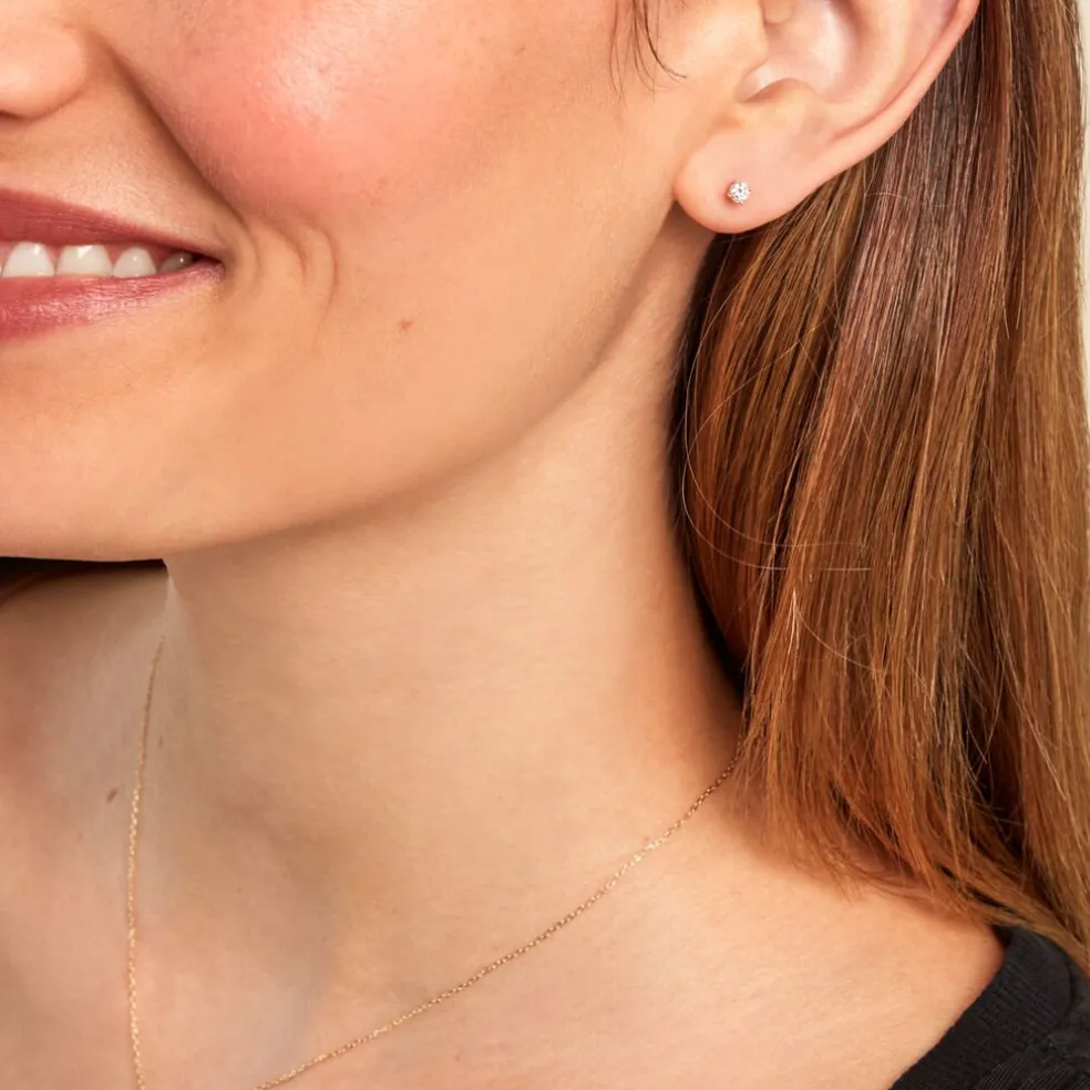 Boucle D'oreille Puce Unitaire Victoria Or Jaune Diamant