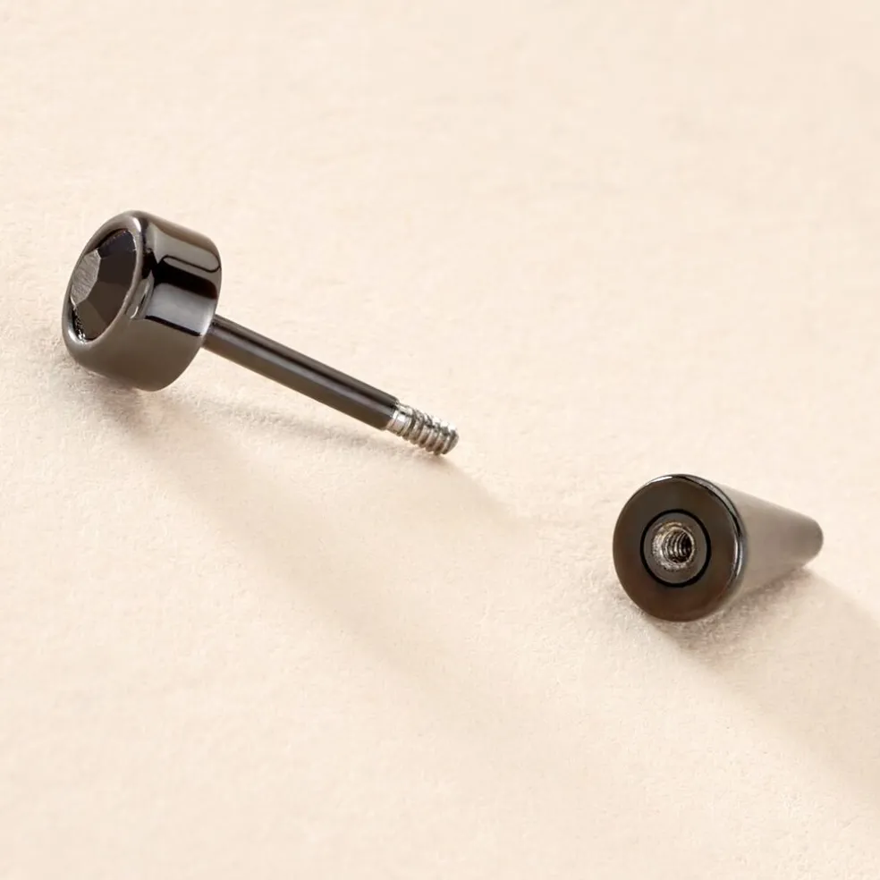 Boucle D'oreille Puce Unitaire Adam Plaqué Or Jaune Oxyde De Zirconium