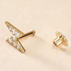 Boucle D'oreille Puce Unitaire Jusa Or Jaune Oxyde De Zirconium