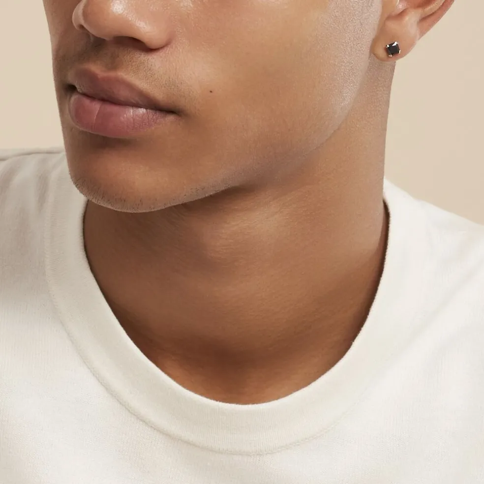 Boucle D'oreille Puce Unitaire Unitaire Or Blanc Oxyde