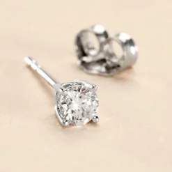 Boucle D'oreille Puce Unitaire Victoria Or Blanc Diamant