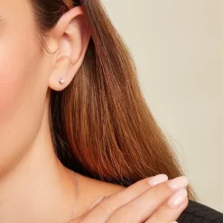 Boucle D'oreille Puce Unitaire Victoria Or Blanc Diamant