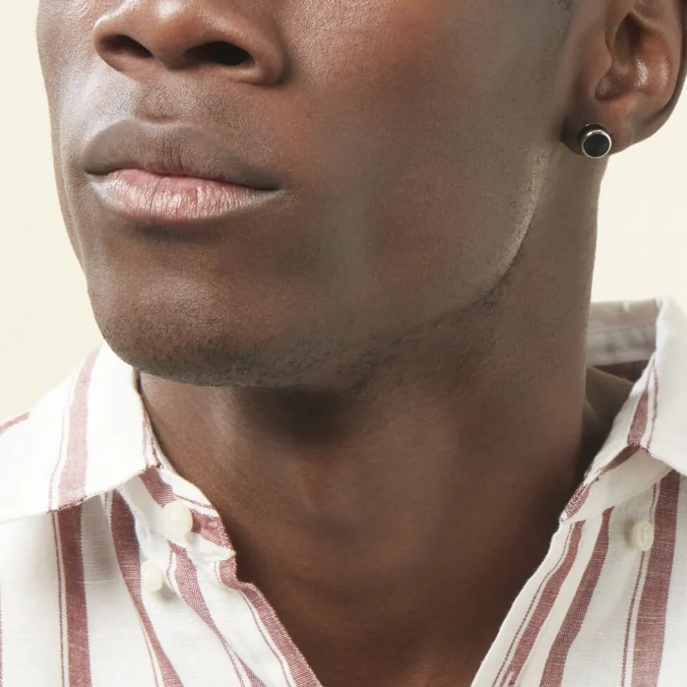 Boucle D'oreille Puce Unitaire Maurus Argent Blanc Email