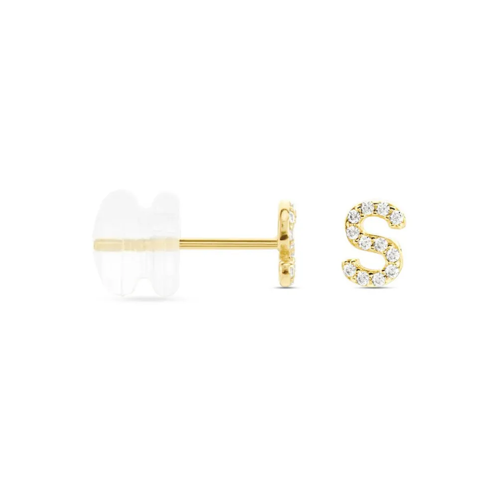 Boucle D'oreille Puce Unitaire Jodoca Or Jaune Oxyde De Zirconium