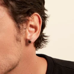 Boucle D'oreille Puce Unitaire Acier Blanc Maarten Oeilo De Tigre