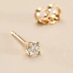 Boucle D'oreille Puce Unitaire Victoria Or Jaune Diamant