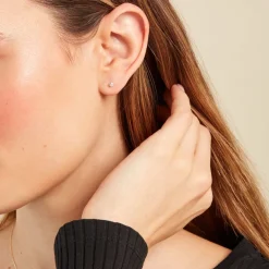 Boucle D'oreille Puce Unitaire Victoria Or Jaune Diamant