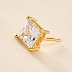 Boucle D'oreille Puce Unitaire Sofiane Plaqué Or Jaune Oxyde Zirconium