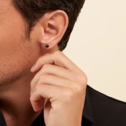 Boucle D'oreille Puce Unitaire Niels Argent Blanc Oxyde De Zirconium