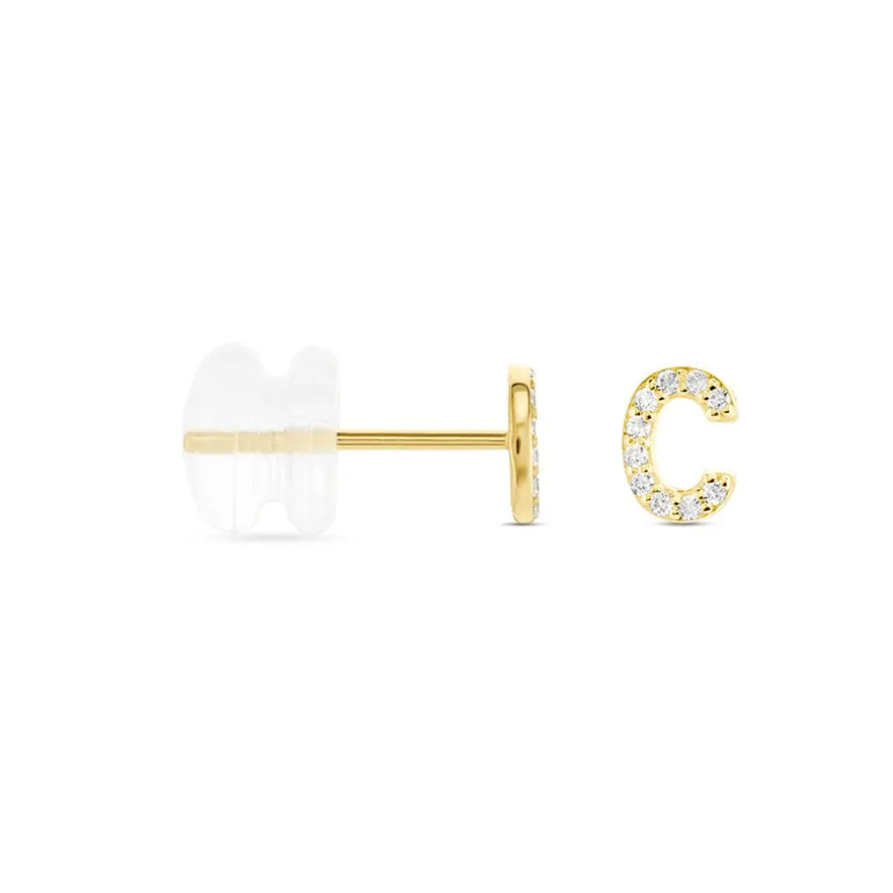 Boucle D'oreille Puce Unitaire Jodoca Or Jaune Oxyde De Zirconium