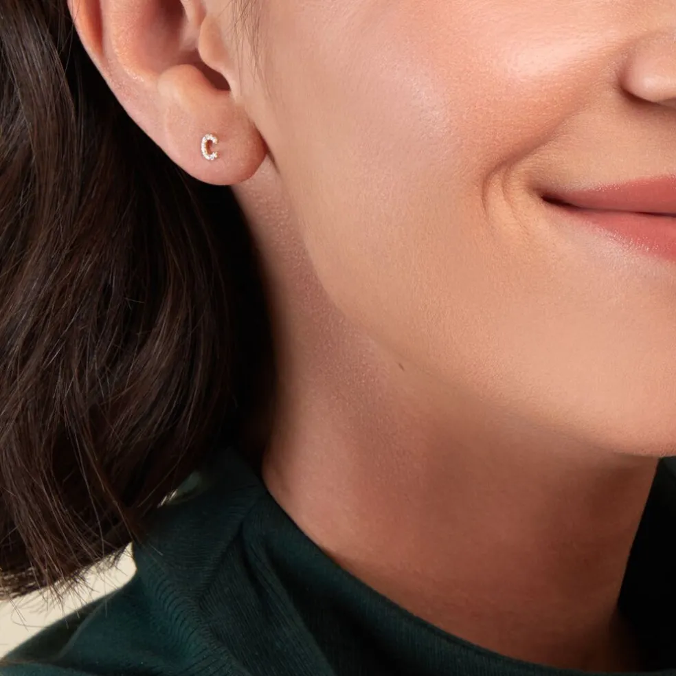 Boucle D'oreille Puce Unitaire Jodoca Or Jaune Oxyde De Zirconium