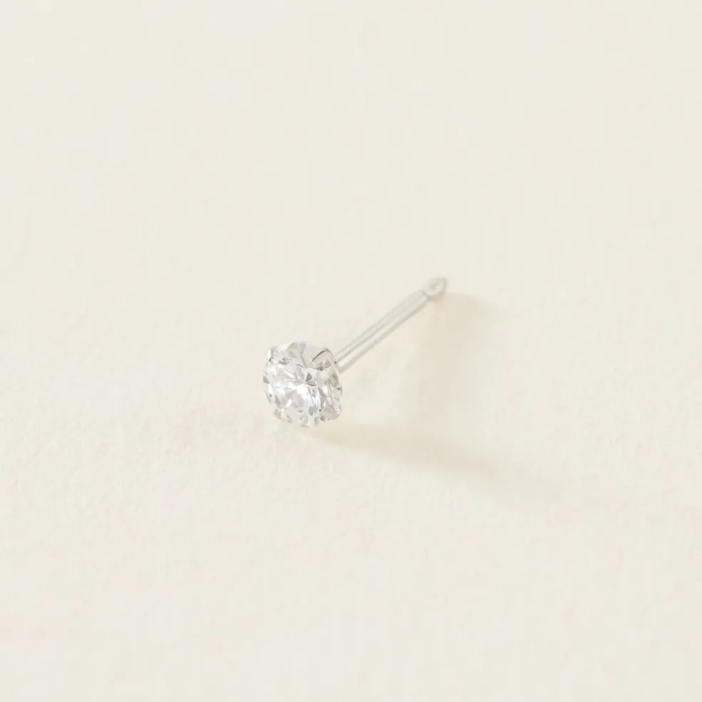 Boucle D'oreille Puce Unitaire Niels Argent Blanc Oxyde De Zirconium