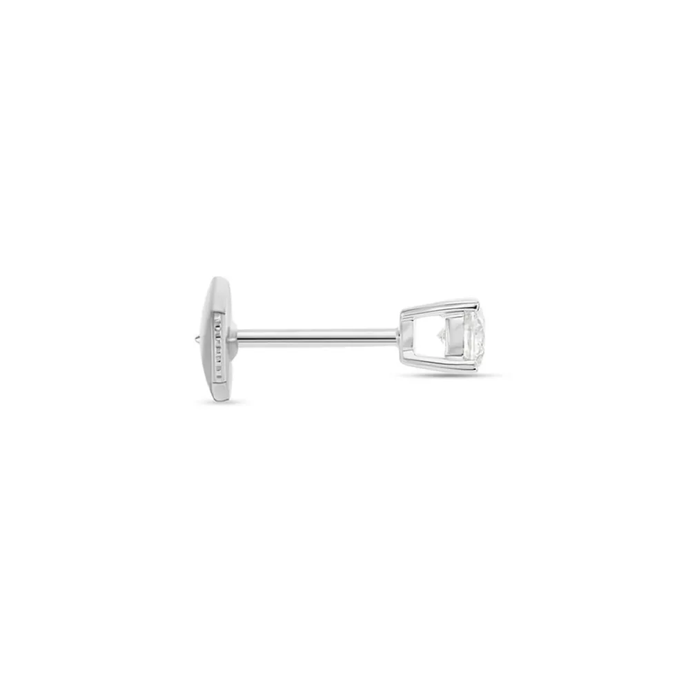 Boucle D'oreille Puce Unitaire Victoria Or Blanc Diamant