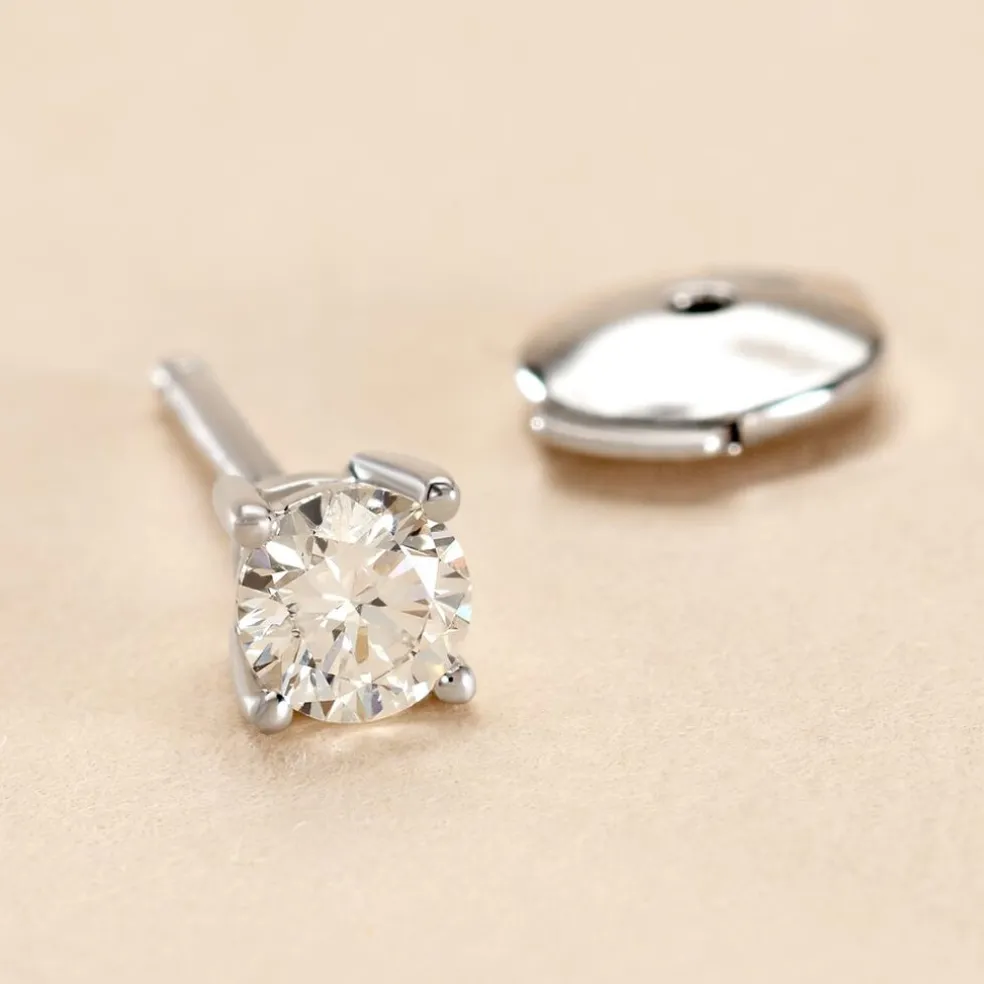 Boucle D'oreille Puce Unitaire Victoria Or Blanc Diamant