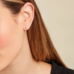 Boucle D'oreille Puce Unitaire Victoria Or Blanc Diamant