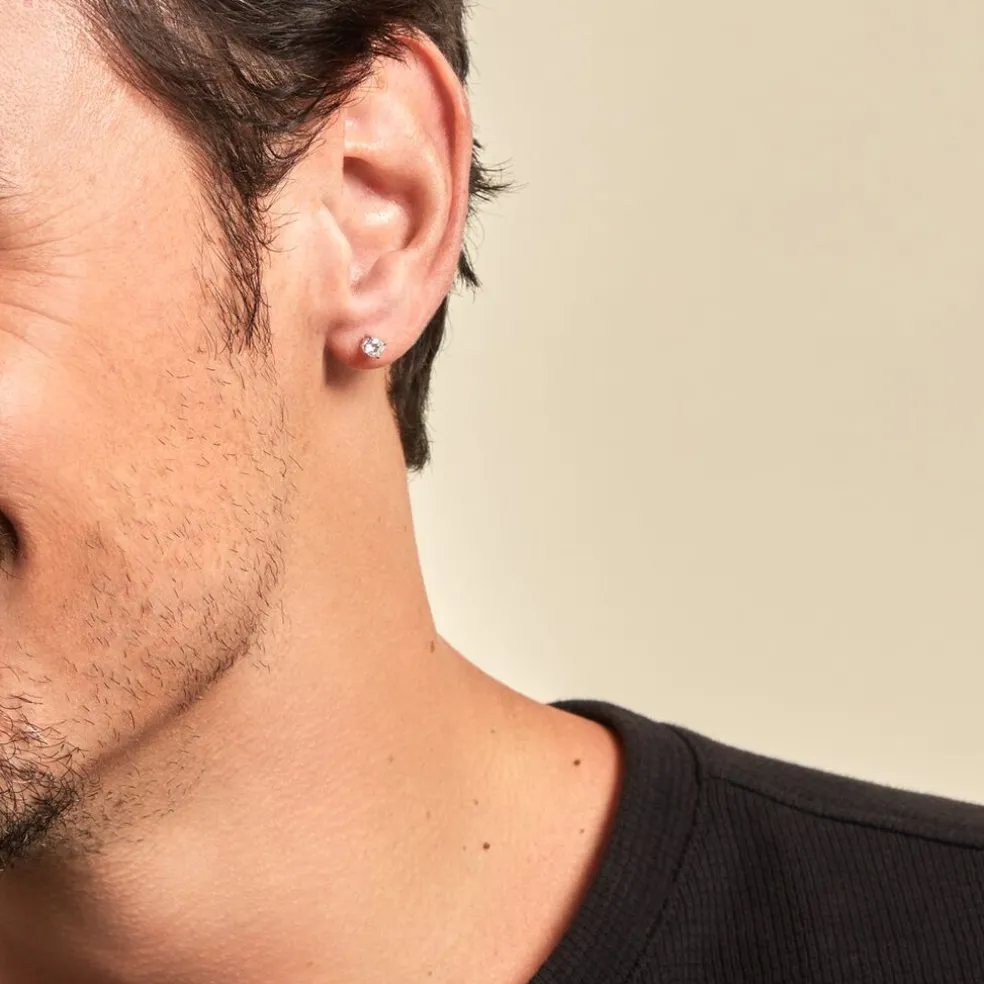 Boucle D'oreille Puce Unitaire Victoria Or Blanc Diamant