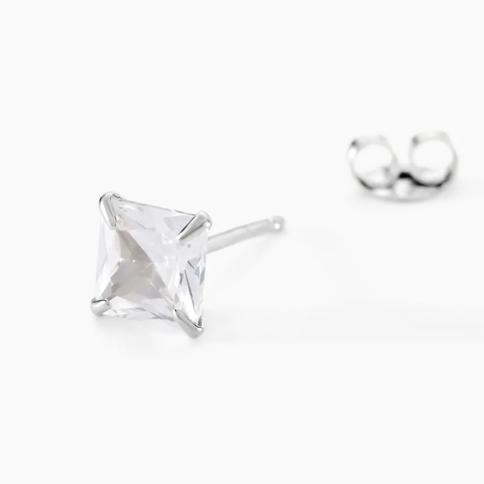 Boucle D'oreille Puce Unitaire Paco Argent Blanc Oxyde De Zirconium