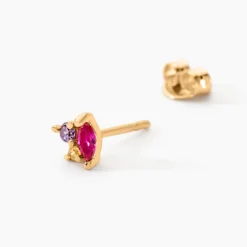 Boucle D'oreille Puce Unitaire Plaqué Or Jaune Juhana Oxydes