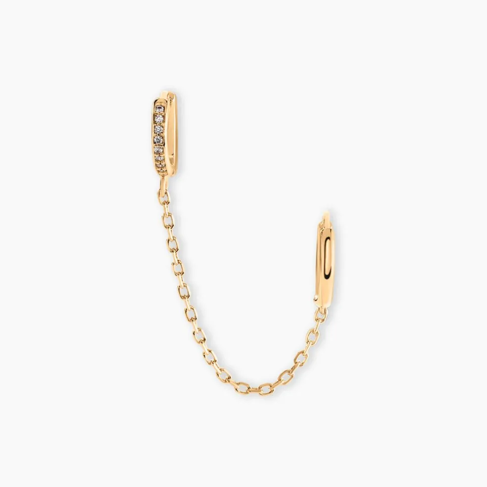 Boucle D'oreille Unitaire Plaqué Or Thed Oxydes De Zirconium