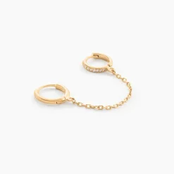 Boucle D'oreille Unitaire Plaqué Or Thed Oxydes De Zirconium