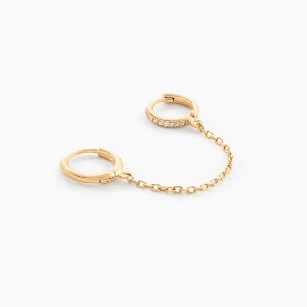 Boucle D'oreille Unitaire Plaqué Or Thed Oxydes De Zirconium