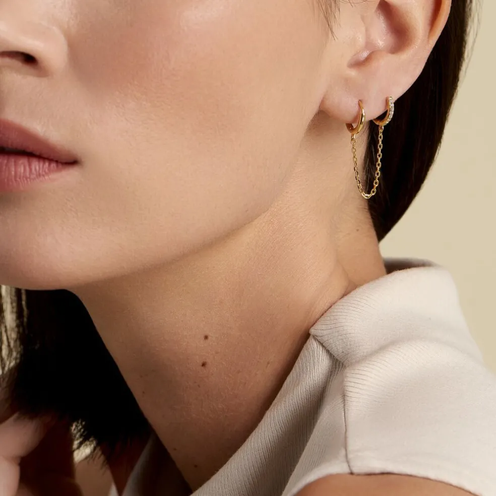 Boucle D'oreille Unitaire Plaqué Or Thed Oxydes De Zirconium