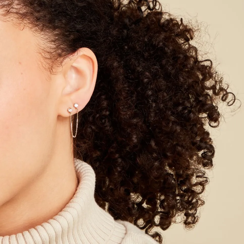 Boucle D'oreille Unitaire Pendante Viviette Or Jaune Oxyde