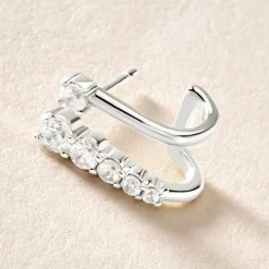 Boucle D'oreille Unitaire Minty Argent Blanc Oxyde De Zirconium