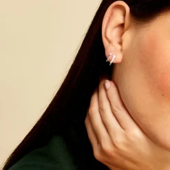 Boucle D'oreille Unitaire Minty Argent Blanc Oxyde De Zirconium