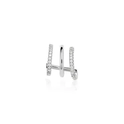 Boucle D'oreille Unitaire Minty Argent Blanc Oxyde De Zirconium