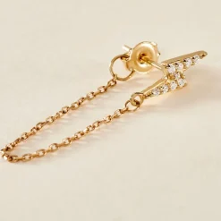 Boucle D'oreille Unitaire Fionola Or Jaune Oxyde De Zirconium