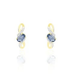 Boucles D'malia Oreilles Puces Malia Or Jaune Saphir Et Diamant