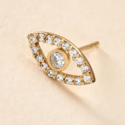 Boucles D'oreille Puce Unitaire Oya Or Jaune Oxyde De Zirconium