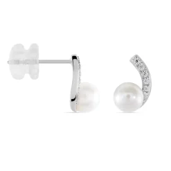 Boucles D'oreilles Angel Or Blanc Perle De Culture Oxyde Oxyde