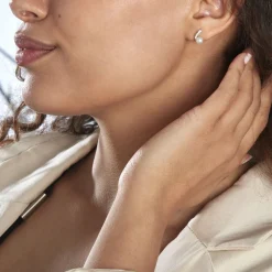 Boucles D'oreilles Angel Or Blanc Perle De Culture Oxyde Oxyde