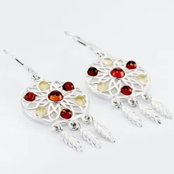 Boucles D'oreilles Argent Blanc Lorena Ambre