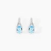 Boucles D'oreilles Audea Or Blanc Topaze Et Oxyde De Zirconium