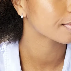 Boucles D'oreilles Audea Or Blanc Topaze Et Oxyde De Zirconium