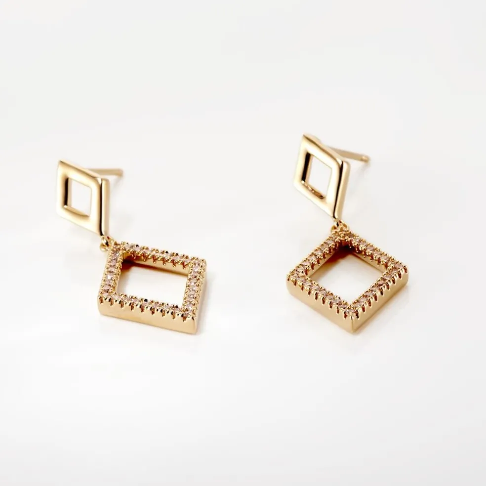 Boucles D'oreilles Brody Plaqué Or Jaune Oxydes De Zirconium