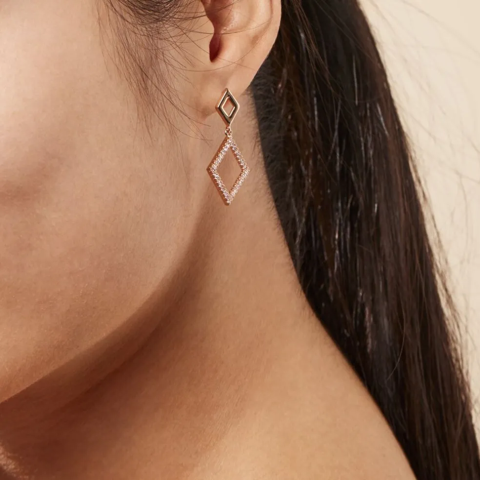 Boucles D'oreilles Brody Plaqué Or Jaune Oxydes De Zirconium