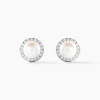 Boucles D'oreilles Clips Argent Blanc Valerio Perles Oxydes