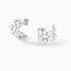 Boucles D'Oreilles Créoles Glow Up Argent Blanc Oxyde De Zirconium